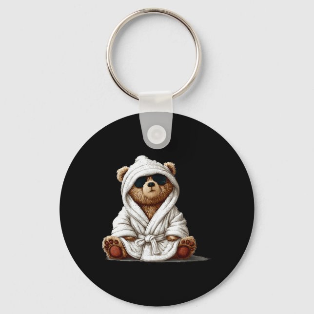 Cool Looking Teddy Bear in Bathrobe for Adults and Key Ring (Front)