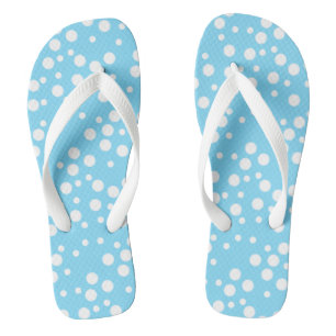 Cool Looking White Polka Dots Light Blue Flip Flop