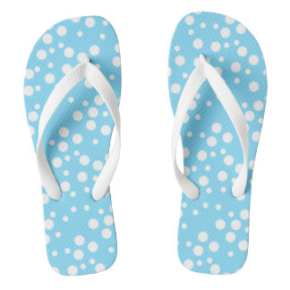 Cool Looking White Polka Dots Light Blue Flip Flop