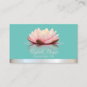  Cool Lotus Silver Stripe Teal Yoga Instructor  Business Card