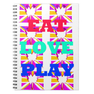 Cool Love Eat Play Heart colours Notebook