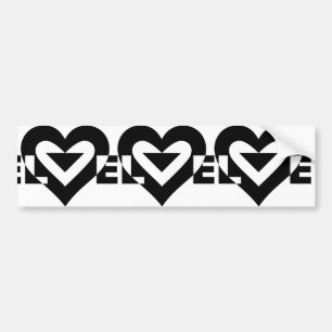 Cool Love Graphic, Black Bumper Sticker