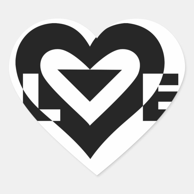 Cool Love Graphic, Black Heart Sticker (Front)