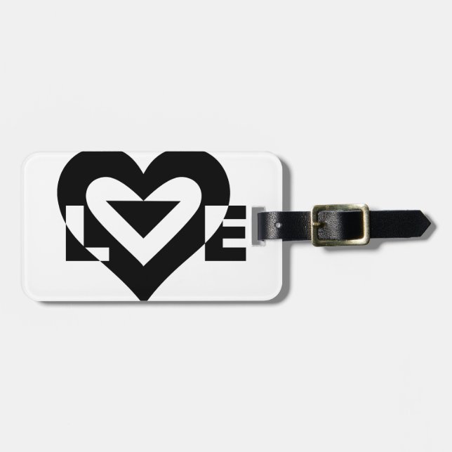 Cool Love Graphic, Black Luggage Tag (Front Horizontal)