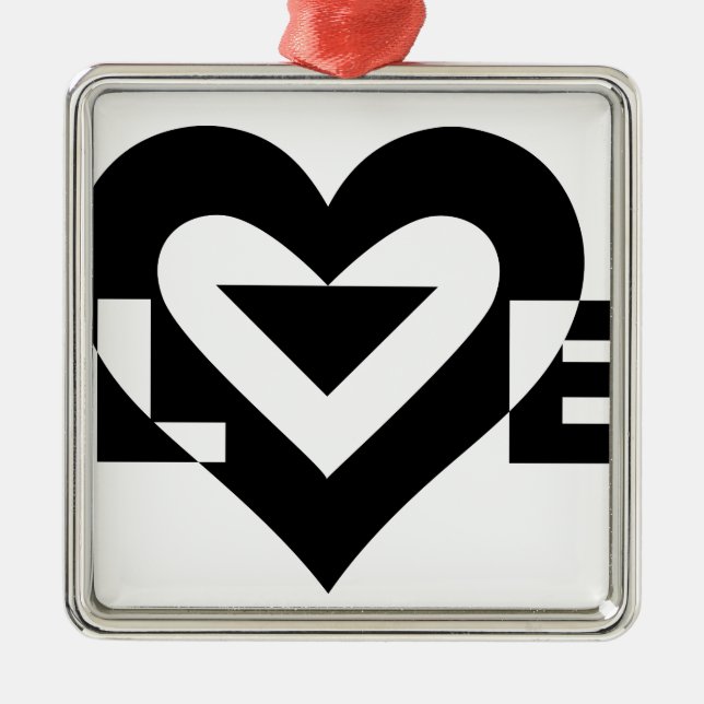Cool Love Graphic, Black Metal Tree Decoration (Front)