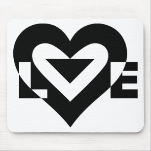 Cool Love Graphic, Black Mouse Mat