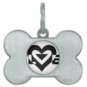 Cool Love Graphic, Black Pet ID Tag