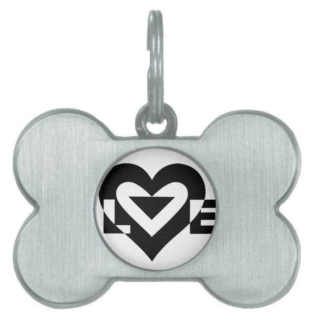 Cool Love Graphic, Black Pet ID Tag (Front)