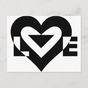 Cool Love Graphic, Black Postcard