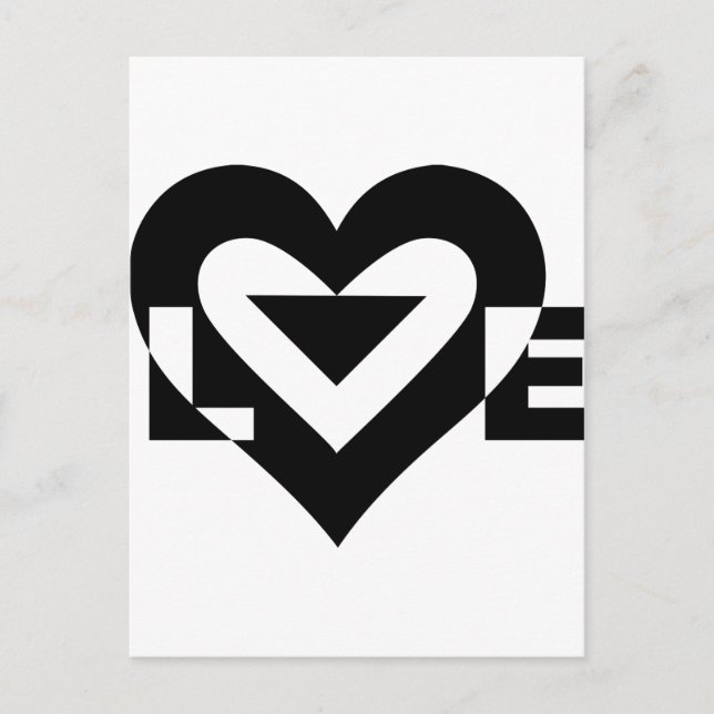 Cool Love Graphic, Black Postcard (Front)