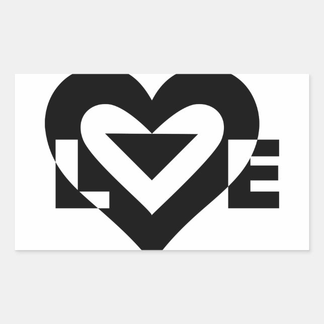 Cool Love Graphic, Black Rectangular Sticker (Front)