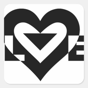 Cool Love Graphic, Black Square Sticker