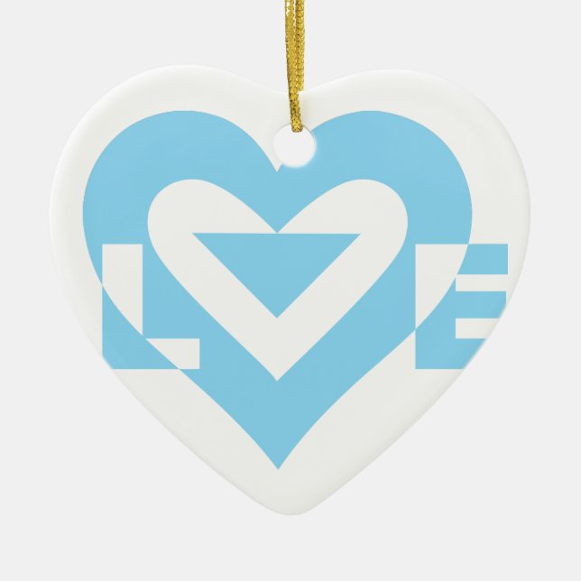 Cool Love Graphic, Blue Ceramic Tree Decoration (Front)