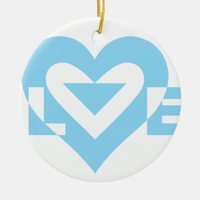 Cool Love Graphic, Blue Ceramic Tree Decoration (Front)