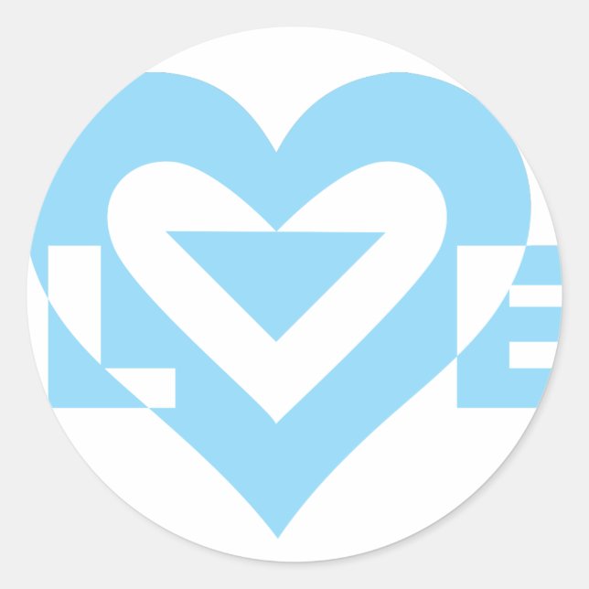 Cool Love Graphic, Blue Classic Round Sticker (Front)