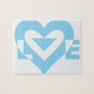 Cool Love Graphic, Blue Jigsaw Puzzle