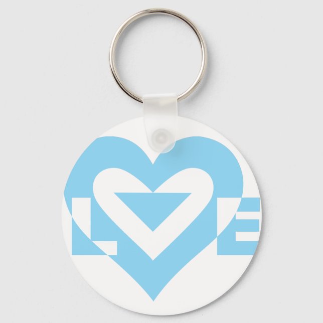 Cool Love Graphic, Blue Key Ring (Front)