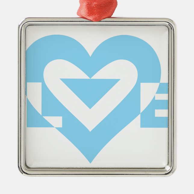 Cool Love Graphic, Blue Metal Tree Decoration (Front)