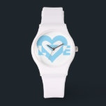 Cool Love Graphic, Blue Watch<br><div class="desc">A graphic logo design,  custom made. LOVE in blue.</div>