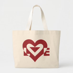 Cool Love Graphic, Burgandy Large Tote Bag
