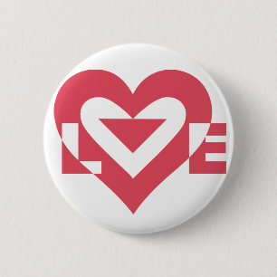 Cool Love Graphic, Cherry Pink 6 Cm Round Badge