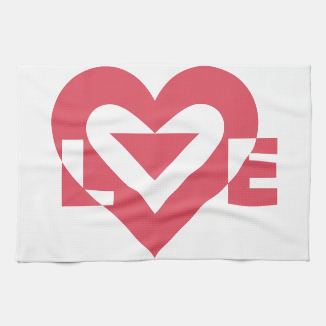 Cool Love Graphic, Cherry Pink Tea Towel (Horizontal)