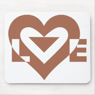 Cool Love Graphic, Mocha Brown Mouse Mat