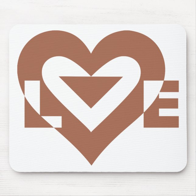 Cool Love Graphic, Mocha Brown Mouse Mat (Front)