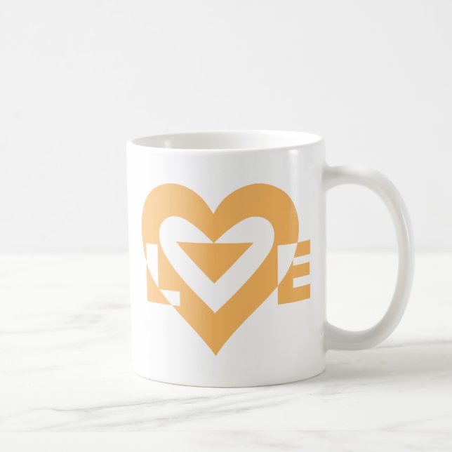 Cool Love Graphic, Orange Coffee Mug (Right)
