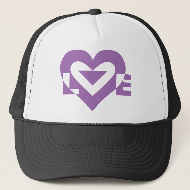 Cool Love Graphic, Purple Trucker Hat (Front)