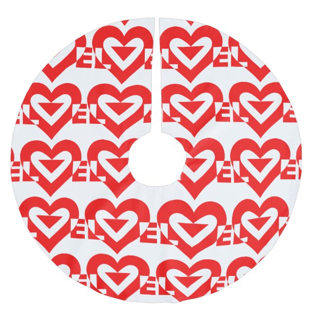 Cool Love Graphic, Red Brushed Polyester Tree Skirt (Front)