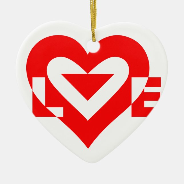 Cool Love Graphic, Red Ceramic Tree Decoration (Front)