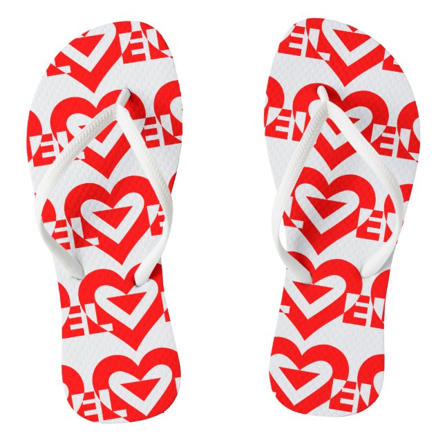 Cool Love Graphic, Red Flip Flops (Footbed)