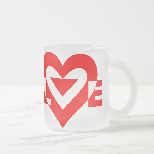 Cool Love Graphic, Red Frosted Glass Coffee Mug (Right)