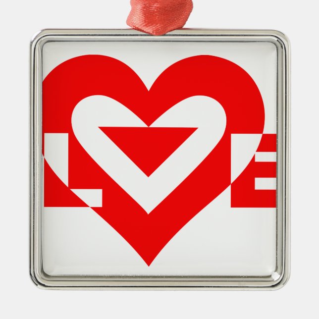 Cool Love Graphic, Red Metal Tree Decoration (Front)
