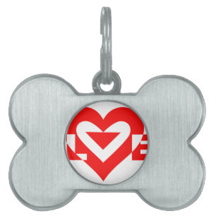 Cool Love Graphic, Red Pet ID Tag