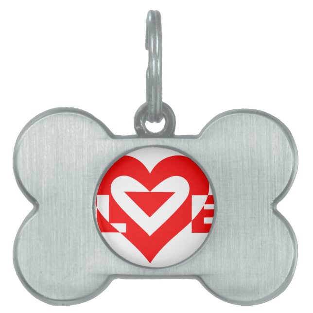 Cool Love Graphic, Red Pet ID Tag (Front)