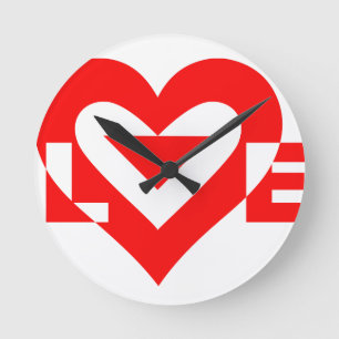 Cool Love Graphic, Red Round Clock