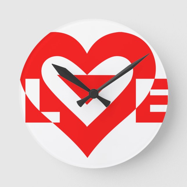 Cool Love Graphic, Red Round Clock (Front)