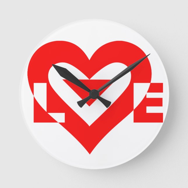 Cool Love Graphic, Red Round Clock (Front)