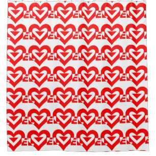 Cool Love Graphic, Red Shower Curtain