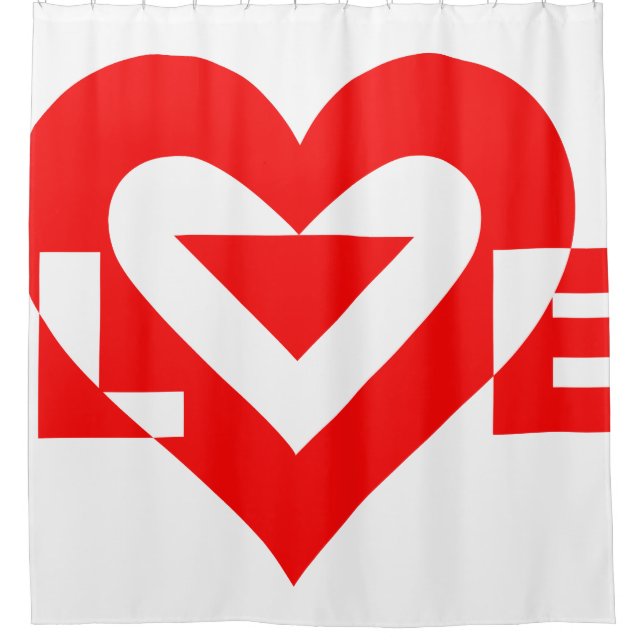 Cool Love Graphic, Red Shower Curtain (Front)