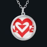 Cool Love Graphic, Red Silver Plated Necklace<br><div class="desc">Custom graphic logo design. LOVE in red.</div>