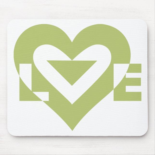 Cool Love Graphic, Sage Green Mouse Mat (Front)