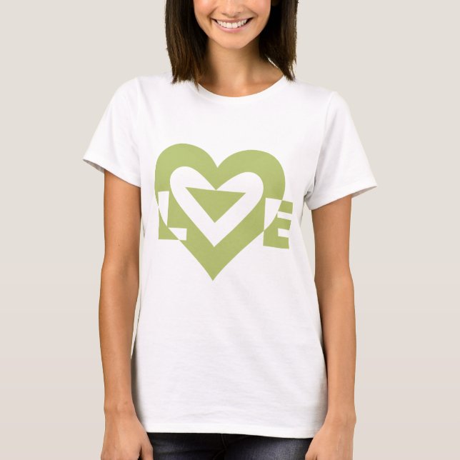 Cool Love Graphic, Sage Green T-Shirt (Front)