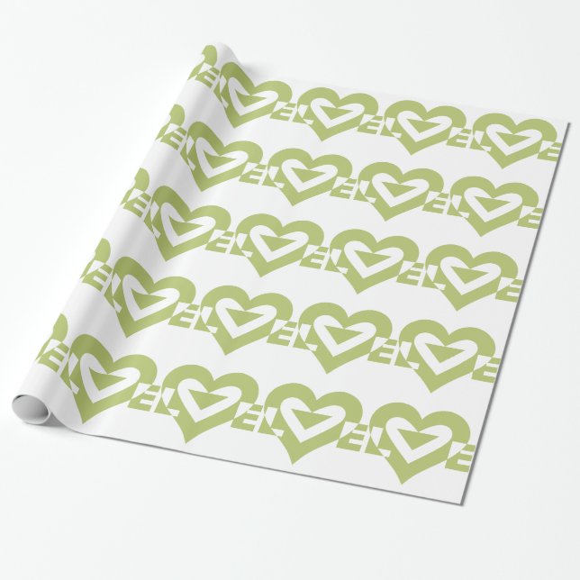 Cool Love Graphic, Sage Green Wrapping Paper (Unrolled)