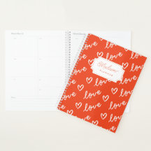 Cool Love Hearts in Red with Monogram