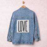 Cool Love – Minimalist Graphic Design Denim Jacket<br><div class="desc">Minimalist art . Love text. Black and white. Design by José Ricardo</div>