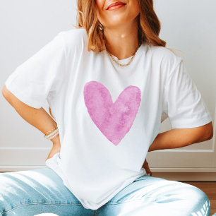 Cool Love Minimalist Watercolor Pink Heart Trendy T-Shirt