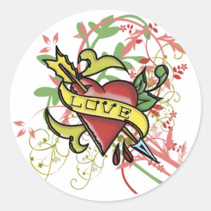 Cool Love Tattoo Classic Round Sticker